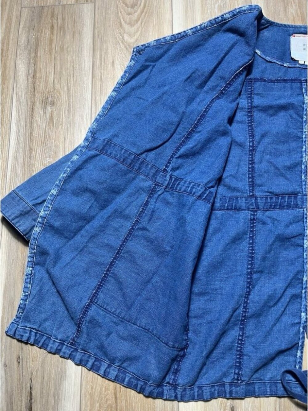 Hei Hei Anthropologie Open Front Linen Chambray Denim Jacket - Women Size XS - Picture 9 of 15